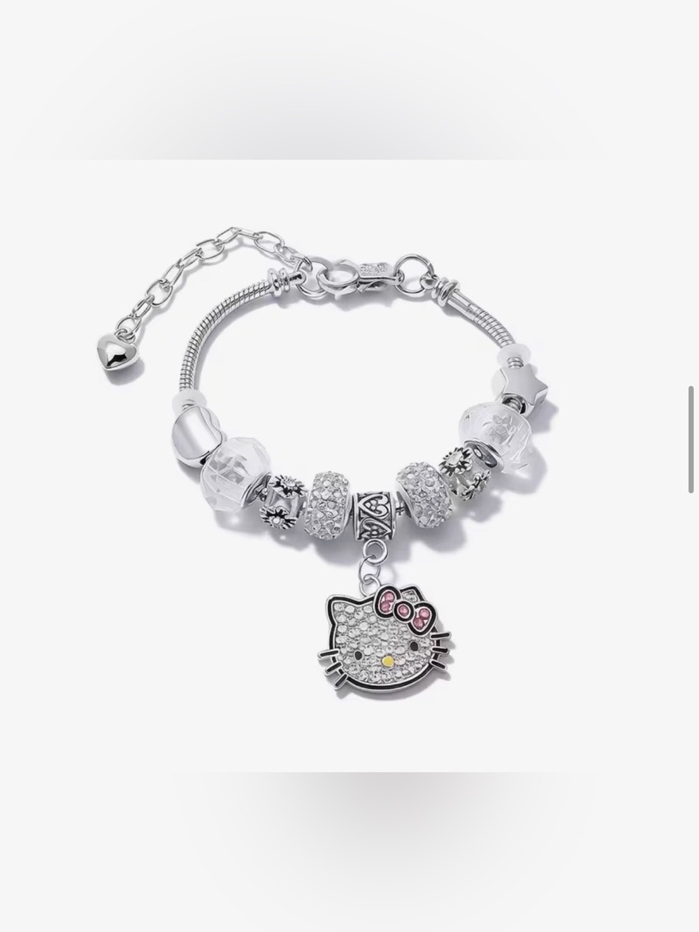 Silver Charm Bracelet with Sparkling Hello Kitty Pendant